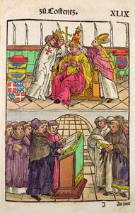 Paus Martin V wordt geïnstalleerd tijdens het Concilie van Konstanz, uit 